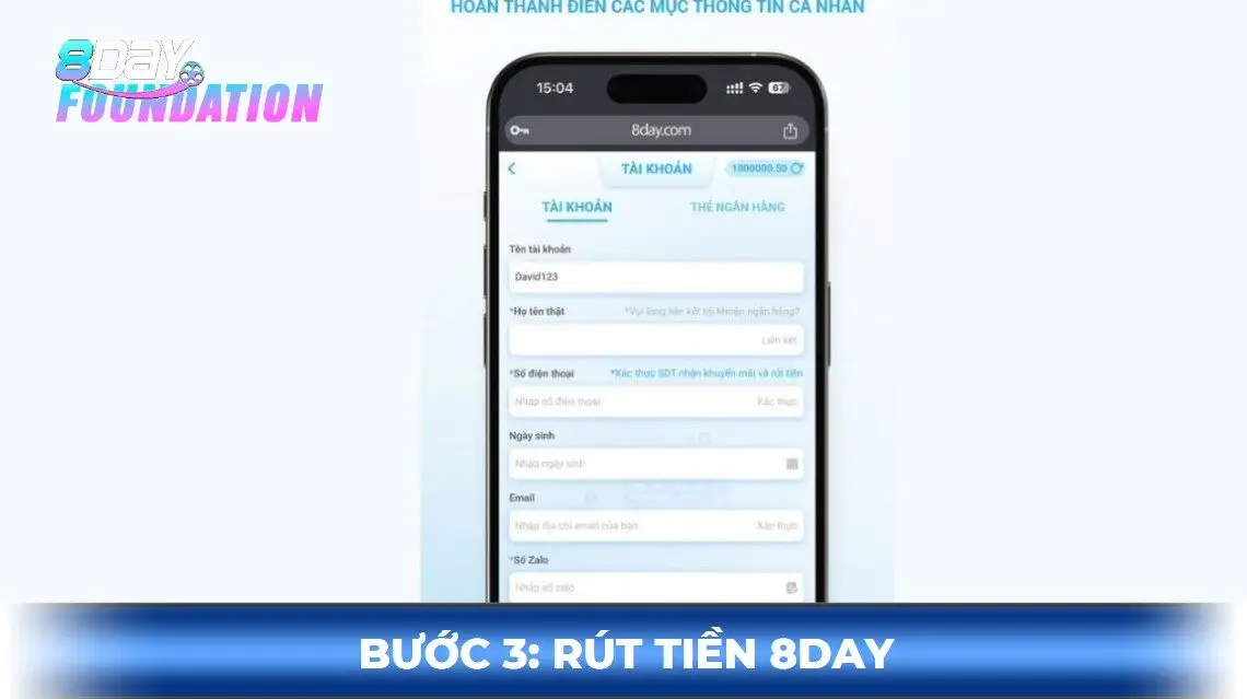 Rút tiền 8day bước 3